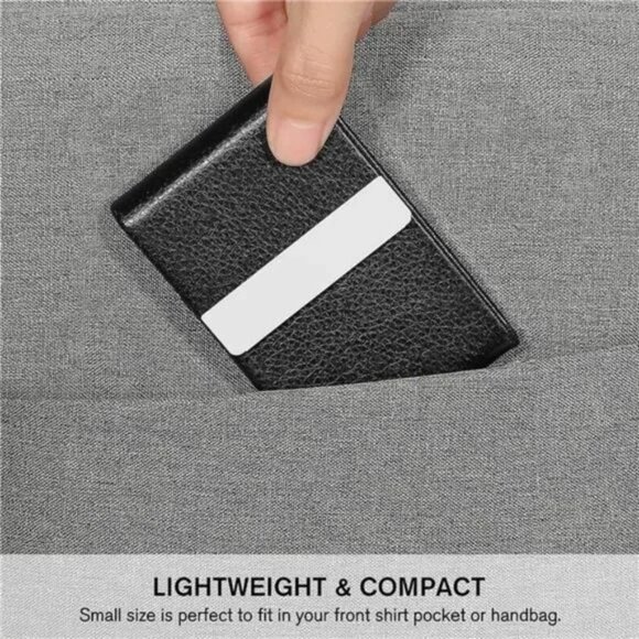 Business Card Holder, PU Leather Business Card Case Pocket Card Holders - Picture 6 of 7